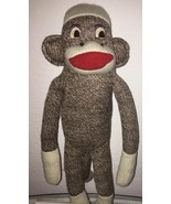 14” Knit Sock Monkey Plush Toy Brown w/ White Hat Gloves Socks Fastening... - £6.04 GBP