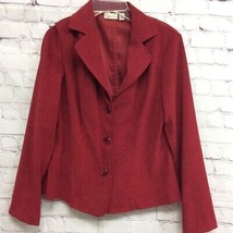 Kim Rogers Womens Suit Jacket Blazer Red Stretch Long Sleeve Button Petites 10P - £4.06 GBP