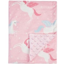 Unicorn Baby Blanket For Girls Soft Minky With Double Layer Dotted Backi... - $27.99