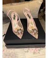 Dolce &amp; Gabbana Pink Floral Crystal Shoes 39 1/2 - $420.75