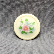 Vintage Avon Pink Flower Spring Bouquet Cream Floral Porcelain Brooch Pin 1.6&quot; - £11.17 GBP