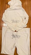 Juicy Couture Bling Velour Tracksuit Hoodie &amp; Pants Set Oyster White L N... - €77,27 EUR