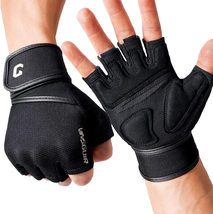 Padded Weight Lifting Gloves with Wrist Support, Fingerless Grip Workout Gloves - £16.05 GBP