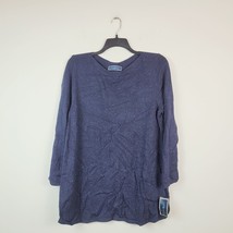 Karen Scott Womens Plus 1X Intrepid Blue Curved Hem Tunic Sweater NWT CP56 - $24.49