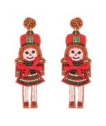  Christmas Nutcracker Dame Beaded Post Earrings - $25.55