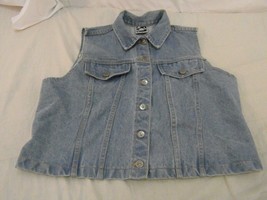 Planet X J EAN S Vintage Light Blue Wash Girls Womens Button Up Vest 14 - £12.15 GBP