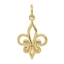 14k Yellow Gold Finish Fleur De Lis Pendant Charm Necklace Fine Jewelry Women - £59.64 GBP