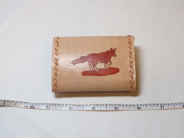 Handmade leather key holder beigh w/ beigh stitching 3.5&quot; X 2.5&quot; Fox Wol... - $13.89