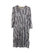 Gundrun Sjoden Tencel Jersey Dress Gray Blue Leaf Print Pockets Large - $29.00
