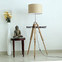 Modern Contemporary Tripod Floor Lamp With Fabric Brown Shade By Nauticalmart - $197.01