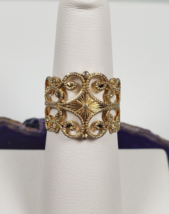 Vintage Sarah Coventry 1974 Adjustable Gold Tone Fligree Ring Size 6 - €33,92 EUR