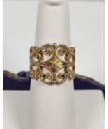 Vintage Sarah Coventry 1974 Adjustable Gold Tone Fligree Ring Size 6 - $39.06