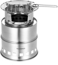 TOMSHOO Portable Folding Windproof Wood Burning Stove Compact Stainless Steel - £28.76 GBP