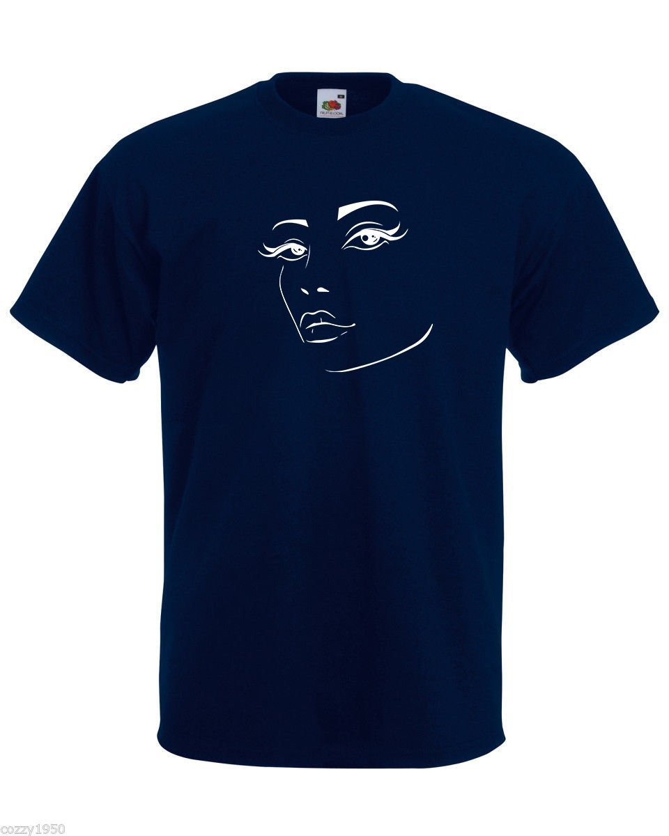 Mens T-Shirt Face with Hot Lips Silhouette, Sexy Face Shirt Teens Eyes tShirt - $24.74