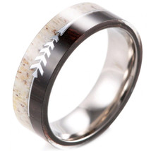 (New With Tag) White Titanium Deer Antler &amp; Wood Ring - Price for one ring -  - £63.94 GBP