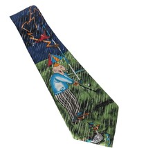Fratello Funny Golfer Lighting Storm Rain Umbrella Novelty Necktie - $14.55