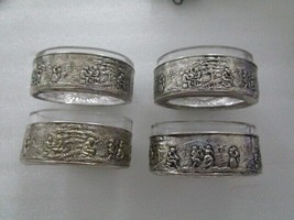 Antique Sheffield 4 silverplated and glass salt cellar children paying - £66.17 GBP