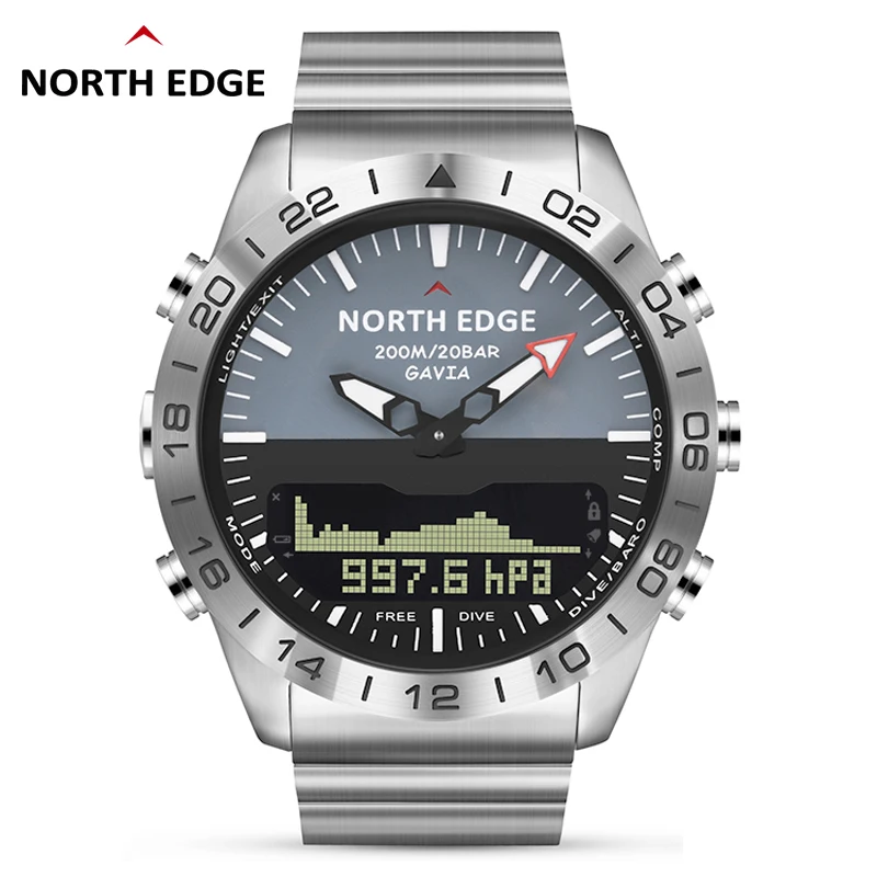 Unisex Watch NORTH EE Men Dive  Digital watch Mens   Army  Full Steel Business W - £200.85 GBP