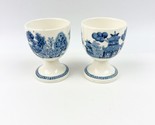TWO Vintage Wedgwood Blue Willow Pattern Single Egg Cups Japanese Motif ... - £19.80 GBP