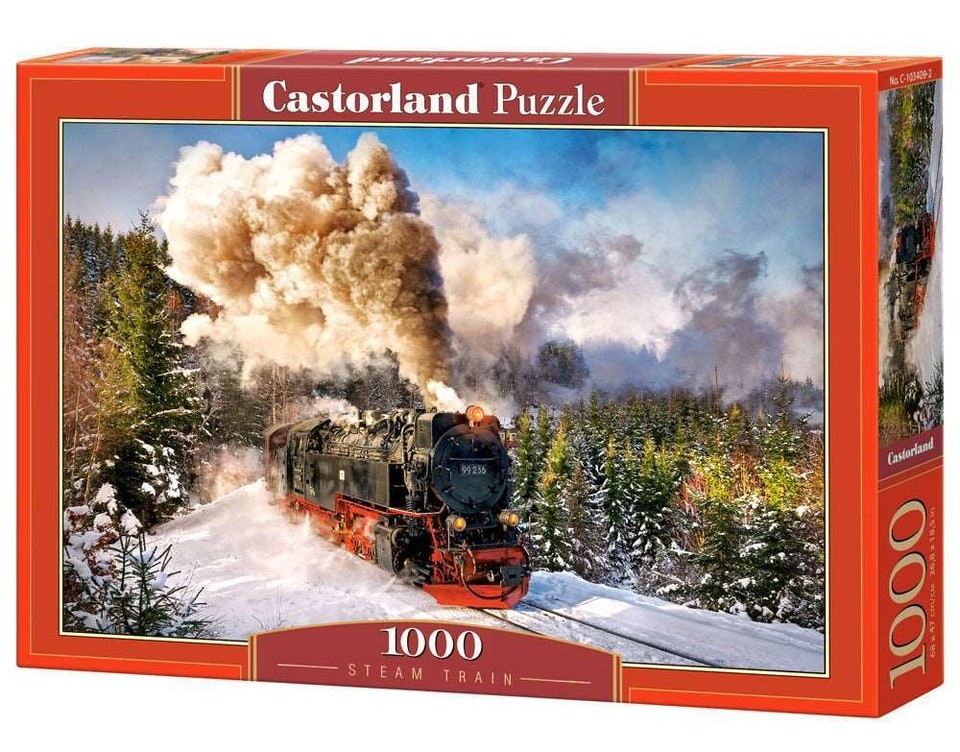 1000 Piece Jigsaw Puzzle, Steam Train, Mountain Train, Locomotive Puzzle... - $36.55