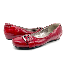 Ecco Womens 39 Casual Bouillon Buckle Retro Red Patent Wedge Flats  - $31.75