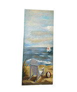 Vertical Panoramic Sunny Beach Chair Boat Panel Canvas Wall Art Print Ho... - $67.11 CAD