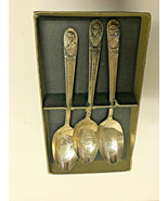 3 WM Rogers Silver Plated Spoons (Washington, Adams, Jefferson) In Original Box - $21.29