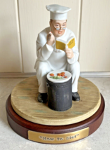 Goebel Norman Rockwell How to Diet Chef Porcelain Figurine Wooden Base Box - £41.55 GBP
