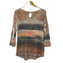 PerSeption Concept Fine Knit Sweater Top Womens size Medium Elbow Sleeve Multi - £17.69 GBP