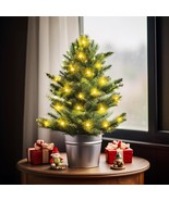  Top Artificial Christmas Tree with LED Lights Snowy Pine Tr - £39.91 GBP