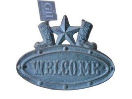 Cast Iron Welcome Sign Western Ranch Cowboy Boots Star Plaque - $18.40