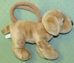 14" Toys R Us Puppy Purse Tan Dog Stuffed Animal Zippered Tote With Handles Toy - $10.80