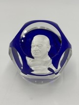  Baccarat Blue French Crystal Paperweight President Herbert Hoover Cameo  - $58.50
