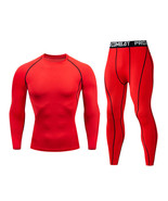 Fitness suit men&#39;s gym sports tights long-sleeved trousers quick-drying ... - £19.54 GBP+