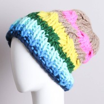 Oversized Chunky Yarn Rainbow Beanie - $21.78