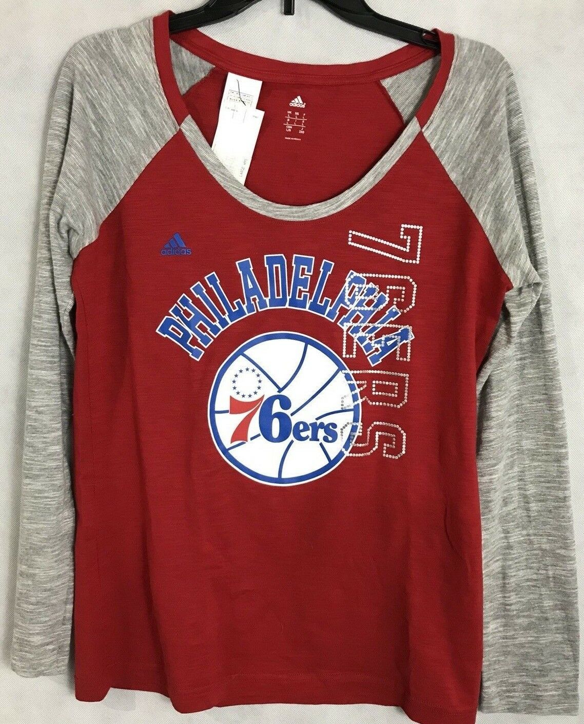 Primary image for Adidas Philadelphia 76ers NEW Womens Long Sleeved Tee 100% Soft Cotton SZ L