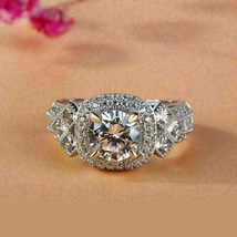 2Ct Round Cut VVS1 Diamond Double Halo Engagement Ring 14K White Gold Finish - £89.90 GBP