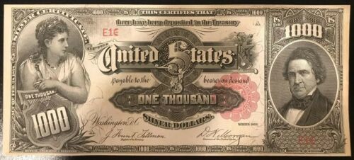 Reproduction Copy $1,000 1891 William Marcy US Paper Money Currency Silver Cert - $3.99