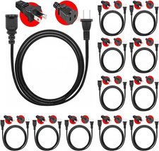 5Core Premium Extension Cord AC 2 Prong Power Cord Cable 6 foot 12 Pieces - £31.87 GBP