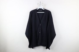 Vintage 90s Streetwear Mens Large Faded Blank Cotton Knit Cardigan Sweat... - $59.35