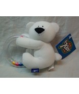 NBA Kids Reebok WHITE TEDDY BEAR BABY RATTLE 4&quot; Stuffed Animal Toy NEW - £11.68 GBP