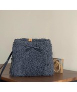 Gray Tedi bag , winter  soft fluffy bag for Women Shoulder with Strap. - £78.76 GBP