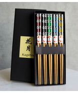 Reusable Bamboo Colorful Giant Panda Bears Set of 5 Ridged Ends Chopstic... - $16.39 CAD