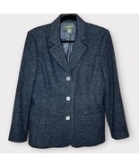 EDDIE BAUER charcoal wool &amp; angora blend 3 button blazer jacket size medium - £34.26 GBP
