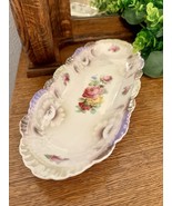 Vintage Bavaria Porcelain Tray 13” Roses Floral Scalloped Vanity Relish ... - $37.93 CAD