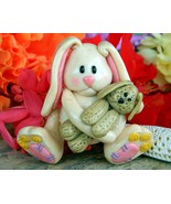 Bunny Rabbit Floppy Ears Figural Brooch Pin Polymer Clay Handcrafted - £17.54 GBP