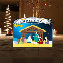 Holy Nativity - Religious Yard Sign Lawn Decor Merry Christmas Double-Sided - £21.65 GBP