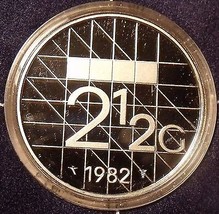 Selten Gekapselt Beweis Niederlande 1982 2 1/2 Gulden ~ 10,000 Minz ~ Free - $39.09