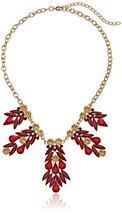 Amazon Collection Red Teardrop Gold-Tone Statement Necklace 18&quot; - £15.94 GBP