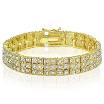 12 Ct Ladies Round Cut D/VVS1 Diamond Tennis Bracelet 7.25&quot; 14K Yellow Gold Over - £269.44 GBP